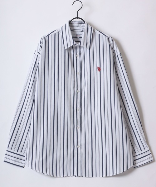 U.S. POLO ASSN.(ユーエスポロアッスン)の「U.S. POLO ASSN./ユーエスポロアッスン オーバーサイズ ブロード 無地 ストライプ ロゴ ワンポイント刺繍 レギュラーカラー 長袖シャツ/レディース メンズ(シャツ/ブラウス・メンズ・ブルー系その他/ホワイト系その他/ホワイト/ネイビー・LL/M/L)」の19枚目の写真
