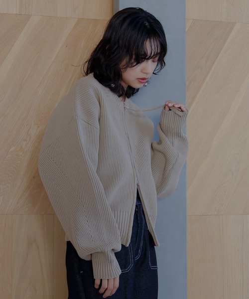 hellam フェイクビーバー ショート丈Wジップブルゾン アイボリー new arrival】hellam新作商品 − collaboration item -