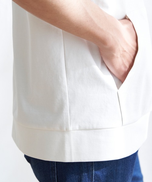 ikka（イッカ）の「【接触冷感／抗菌防臭】GOKU楽セイケツ5分袖パーカー（パーカー・メンズ・グレー/ブルー/ホワイト/グリーン/ネイビー・S/M/L/XL）」の7枚目の写真