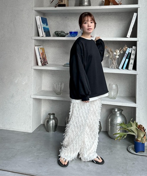 feepur(フェピュール)の「フリンジストレートイージーパンツ(その他パンツ・レディース・ブラック/アイボリー・MEDIUM/SMALL)」の4枚目の写真