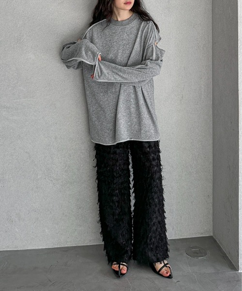 feepur(フェピュール)の「フリンジストレートイージーパンツ(その他パンツ・レディース・ブラック/アイボリー・MEDIUM/SMALL)」の8枚目の写真