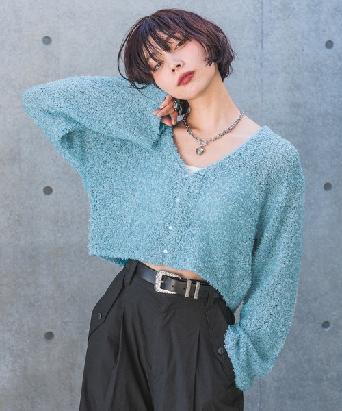 PAGEBOY(ページボーイ)の「ペーパーヤーンショートカーディガン(カーディガン/ボレロ・レディース・ブルー系その他/オフホワイト/ブラック/パープル系その他・FREE)」の3枚目の写真