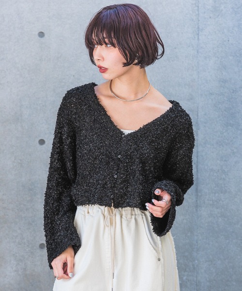 PAGEBOY(ページボーイ)の「ペーパーヤーンショートカーディガン(カーディガン/ボレロ・レディース・ブルー系その他/オフホワイト/ブラック/パープル系その他・FREE)」の2枚目の写真