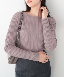 AMBIENT（アンビエント）の「ランダムガーターボートネックニットトップス（ニット/セーター）」