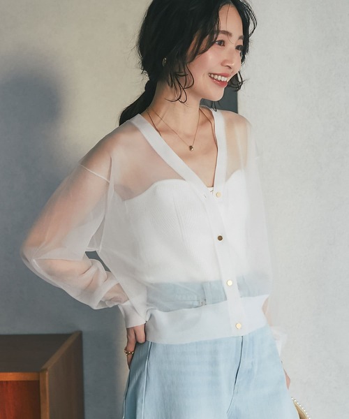 La boutique BonBon（ラブティックボンボン）の「クールタッチUVニットビスチェ（ニット/セーター・レディース・ホワイト/ブラック/グレイッシュベージュ・FREE）」の9枚目の写真