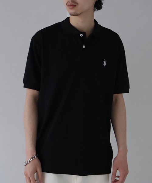 U.S. POLO ASSN.（ユーエスポロアッスン）の「【U.S. POLO ASSN./ユーエスポロアッスン】ワンポイントポニー刺繍 TC鹿の子 半袖ポロシャツ（ポロシャツ・メンズ・ホワイト/ネイビー/ブラック/ダークグリーン/杢グレー/スミクロ/ネイビー系1/ブラック系1/ネイビー系3/ブラック系2/ネイビー系2・M/L/LL/S）」の4枚目の写真