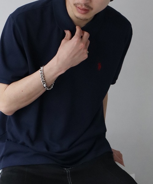 U.S. POLO ASSN.（ユーエスポロアッスン）の「【U.S. POLO ASSN./ユーエスポロアッスン】ワンポイントポニー刺繍 TC鹿の子 半袖ポロシャツ（ポロシャツ・メンズ・ホワイト/ネイビー/ブラック/ダークグリーン/杢グレー/スミクロ/ネイビー系1/ブラック系1/ネイビー系3/ブラック系2/ネイビー系2・M/L/LL/S）」の9枚目の写真