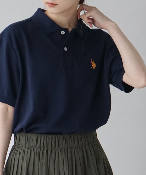 U.S. POLO ASSN.（ユーエスポロアッスン）の「【U.S. POLO ASSN./ユーエスポロアッスン】ワンポイントポニー刺繍 TC鹿の子 半袖ポロシャツ（ポロシャツ・メンズ・ホワイト/ネイビー/ブラック/ダークグリーン/杢グレー/スミクロ/ネイビー系1/ブラック系1/ネイビー系3/ブラック系2/ネイビー系2・M/L/LL/S）」の8枚目の写真