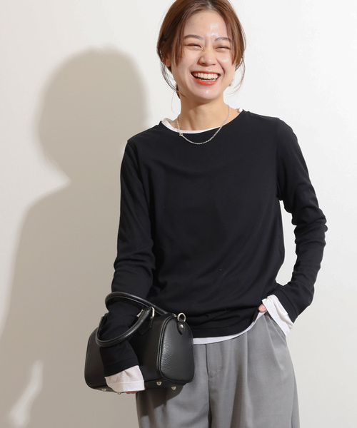 ソフトテレコクルーネックロングTEE 白と黒2枚セット ジャーナルスタンダード レリューム JOURNAL STANDARD relume