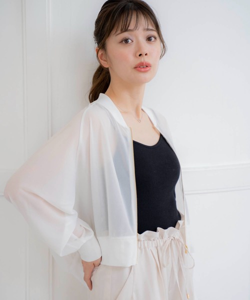 NOELA(ノエラ)の「シアーオーガンジーブルゾン(ブルゾン・レディース・ブラック/オフホワイト/グレー・フリー)」の8枚目の写真