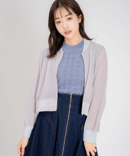 NOELA(ノエラ)の「シアーオーガンジーブルゾン(ブルゾン・レディース・ブラック/オフホワイト/グレー・フリー)」の13枚目の写真