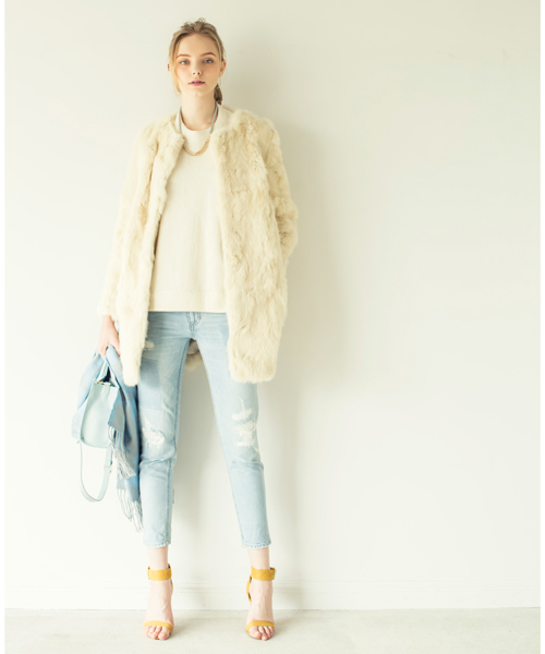 DouDou(ドゥドゥ)の「【DouDou】パッチワーククラッシュデニム(デニムパンツ・レディース・ブルー/インディゴブルー・36/38)」の1枚目の写真