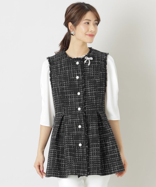 【セール】モノトーンコットンツイード ジレ(テーラードジャケット)|TO BE CHIC(トゥー ビー シック)