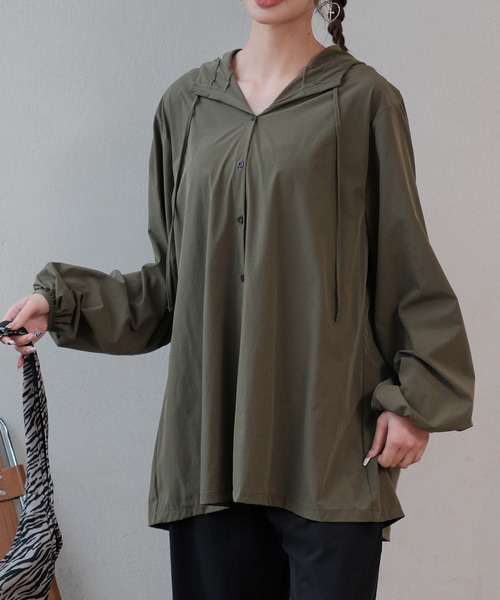【UVカット率 99％】レディース水着 長袖フード付きシャツパーカー風ラッシュガードトップス（ラッシュガード）｜TeddyShop（テディショップ）