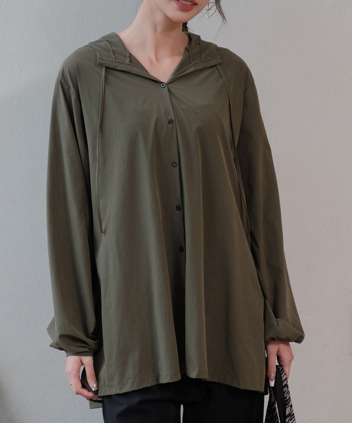 TeddyShop(テディショップ)の「【UVカット率 99%/UPF50+/接触冷感/軽量】レディース水着 長袖フード付きシャツパーカー風ラッシュガードパーカー 水陸両用(パーカー・レディース・ブラウン/カーキ/ネイビー/ベージュ/ブラック/グレー・L/M)」の20枚目の写真