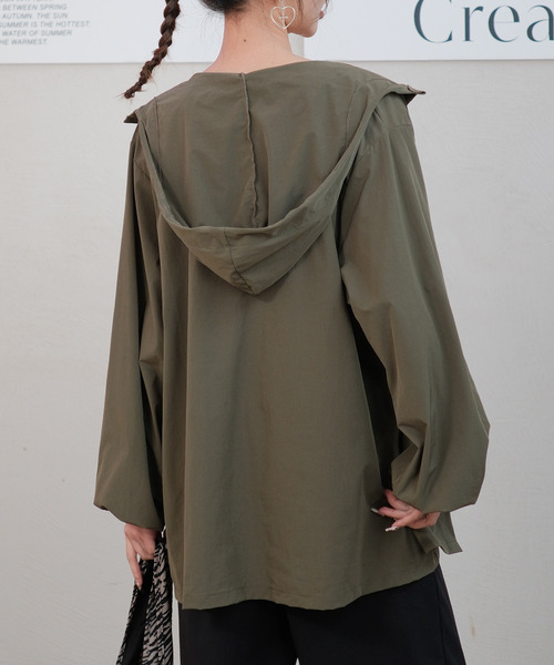 TeddyShop(テディショップ)の「【UVカット率 99%/UPF50+/接触冷感/軽量】レディース水着 長袖フード付きシャツパーカー風ラッシュガードパーカー 水陸両用(パーカー・レディース・ブラウン/カーキ/ネイビー/ベージュ/ブラック/グレー・L/M)」の18枚目の写真