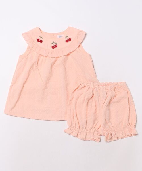 HAKKA BABY（ハッカベビー）の「[ベビー]さくらんぼ刺繍ローンレースチュニックパンツセット（Tシャツ/カットソー・キッズ・オフホワイト/ピンク・80ｃｍ/90cm）」の2枚目の写真