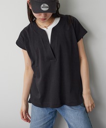 ANOTHER S | 綿100%Vネック半袖プルオーバー(Tシャツ/カットソー)