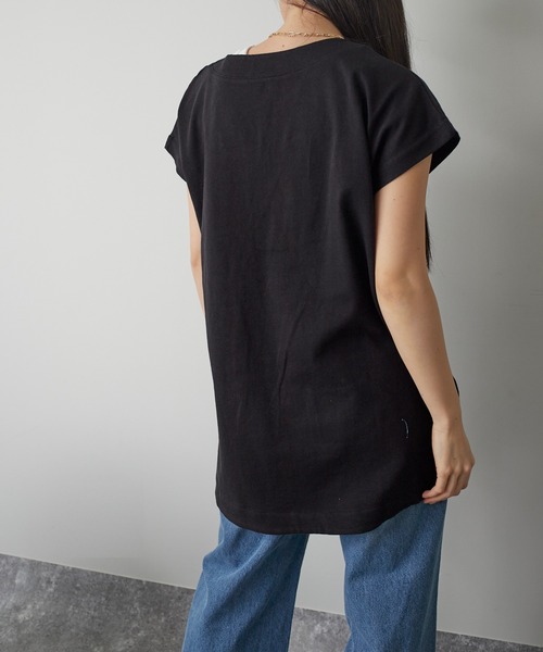 ANOTHER S（アナザーエス）の「綿100%Vネック半袖プルオーバー（Tシャツ/カットソー・レディース・アイボリー/グレー/ブラック・M）」の14枚目の写真