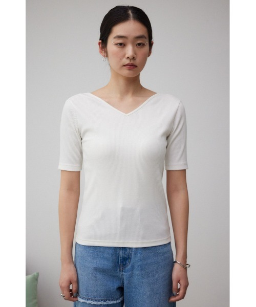 AZUL by moussy(アズールバイマウジー)の「2WAYリブトップス(Tシャツ/カットソー・レディース・オフホワイト/グレー/ブラック・SMALL/MEDIUM)」の14枚目の写真