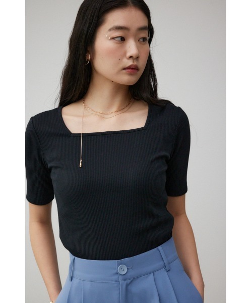 AZUL by moussy(アズールバイマウジー)の「2WAYリブトップス(Tシャツ/カットソー・レディース・オフホワイト/グレー/ブラック・SMALL/MEDIUM)」の16枚目の写真