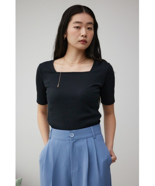 AZUL by moussy(アズールバイマウジー)の「2WAYリブトップス(Tシャツ/カットソー・レディース・オフホワイト/グレー/ブラック・SMALL/MEDIUM)」の17枚目の写真