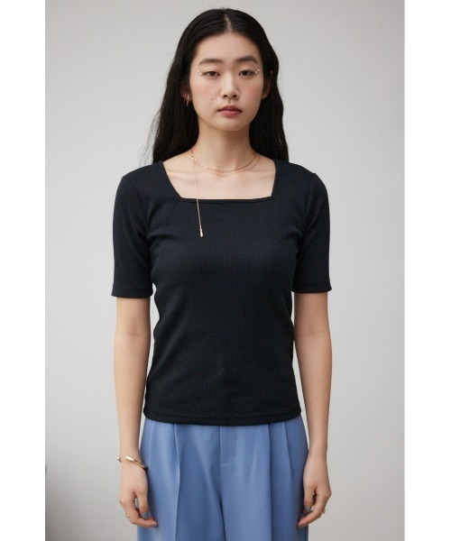 AZUL by moussy(アズールバイマウジー)の「2WAYリブトップス(Tシャツ/カットソー・レディース・オフホワイト/グレー/ブラック・SMALL/MEDIUM)」の19枚目の写真