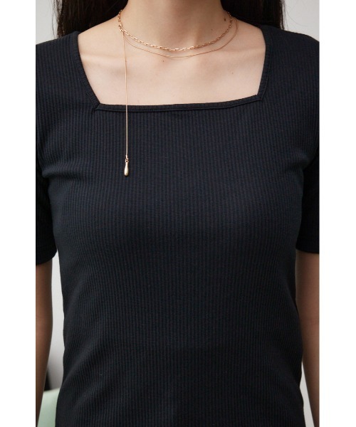 AZUL by moussy(アズールバイマウジー)の「2WAYリブトップス(Tシャツ/カットソー・レディース・オフホワイト/グレー/ブラック・SMALL/MEDIUM)」の22枚目の写真