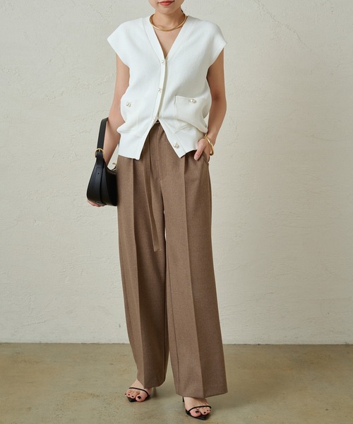 ラウンジドレス　フレンチニットカーデ Loungedress(ラウンジドレス) パール釦フレンチカーディガン