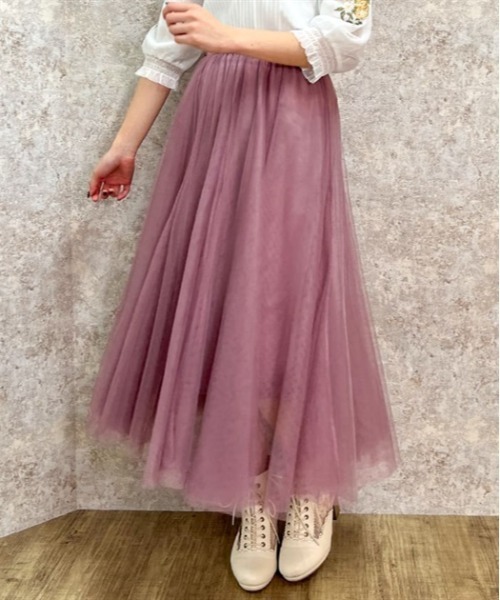 axes femme（アクシーズファム）の「ロングチュールスカート（スカート・レディース・ブルー/ブラック/ホワイト/ラベンダー/ミント/レッド/カーキ・FREE）」の6枚目の写真