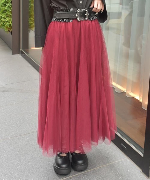 axes femme（アクシーズファム）の「ロングチュールスカート（スカート・レディース・ブルー/ブラック/ホワイト/ラベンダー/ミント/レッド/カーキ・FREE）」の7枚目の写真