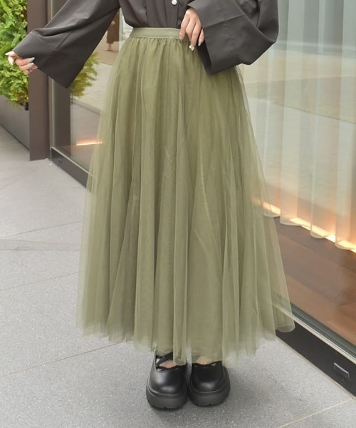 axes femme（アクシーズファム）の「ロングチュールスカート（スカート・レディース・ブルー/ブラック/ホワイト/ラベンダー/ミント/レッド/カーキ・FREE）」の4枚目の写真