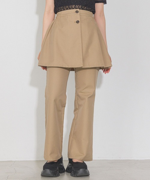 PAGEBOY（ページボーイ）の「2WAYチノレイヤードパンツ（チノパンツ・レディース・ベージュ/ブラック・FREE）」の2枚目の写真