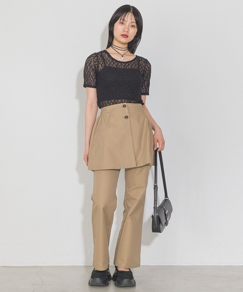 PAGEBOY（ページボーイ）の「2WAYチノレイヤードパンツ（チノパンツ・レディース・ベージュ/ブラック・FREE）」の9枚目の写真