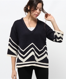 SEVENDAYS=SUNDAY | 変化ボーダー　　Ｖネックプルオーバー(ニット/セーター)