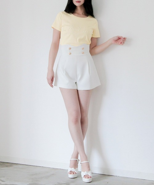 Julia Boutique（ジュリアブティック）の「ダブルボタンハイウエストショートパンツ/24048（その他パンツ・レディース・ブラック/ホワイト・ONE）」の7枚目の写真