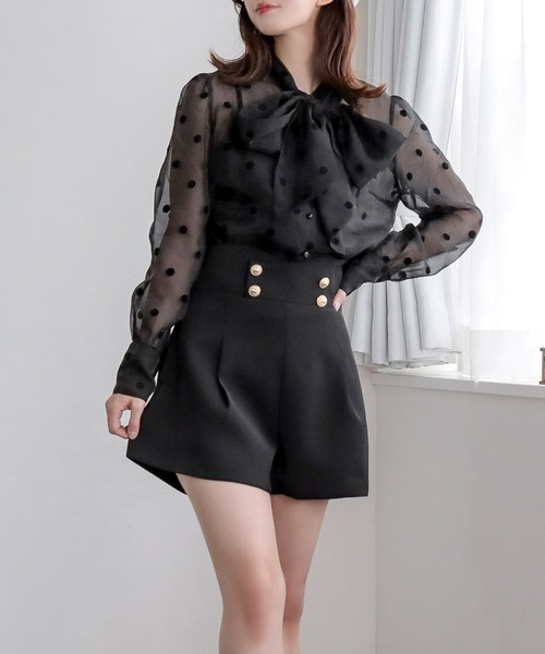 Julia Boutique（ジュリアブティック）の「ダブルボタンハイウエストショートパンツ/24048（その他パンツ・レディース・ブラック/ホワイト・ONE）」の14枚目の写真