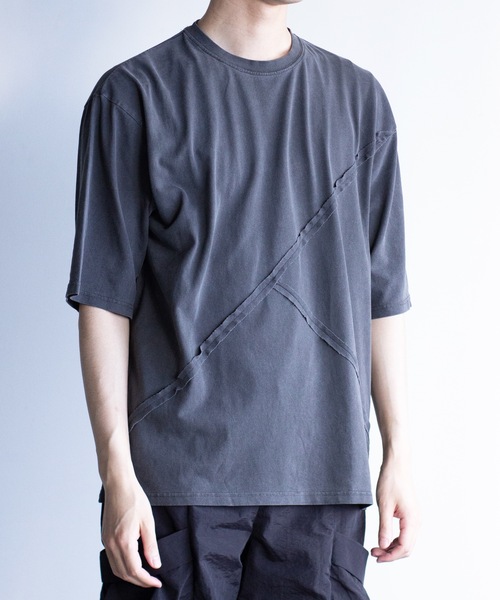 COMMON WARE（コモンウェアー）の「COMMONWARE:ピグメント切り替えTEE（Tシャツ/カットソー・メンズ・モカ/ブラック・XL/L/M）」の3枚目の写真