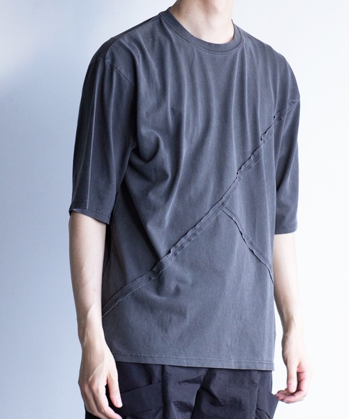 COMMON WARE（コモンウェアー）の「COMMONWARE:ピグメント切り替えTEE（Tシャツ/カットソー・メンズ・モカ/ブラック・XL/L/M）」の4枚目の写真