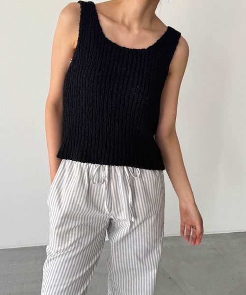 CANAL JEAN（キャナルジーン）の「El mar　ラウンドネックニットタンク（タンクトップ・レディース・ベージュ/アイボリー/ブラック・ONE SIZE）」の3枚目の写真