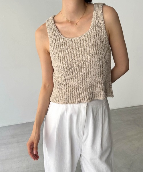 CANAL JEAN（キャナルジーン）の「El mar　ラウンドネックニットタンク（タンクトップ・レディース・ベージュ/アイボリー/ブラック・ONE SIZE）」の9枚目の写真