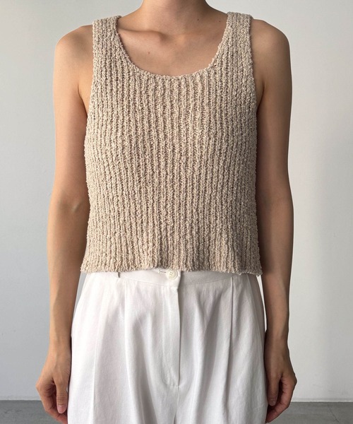 CANAL JEAN（キャナルジーン）の「El mar　ラウンドネックニットタンク（タンクトップ・レディース・ベージュ/アイボリー/ブラック・ONE SIZE）」の4枚目の写真
