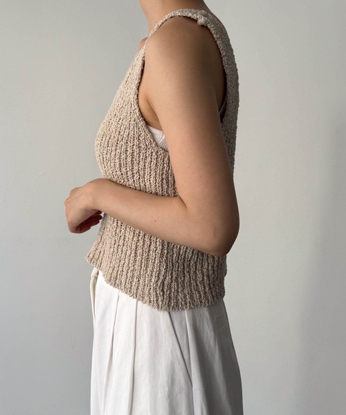 CANAL JEAN（キャナルジーン）の「El mar　ラウンドネックニットタンク（タンクトップ・レディース・ベージュ/アイボリー/ブラック・ONE SIZE）」の5枚目の写真