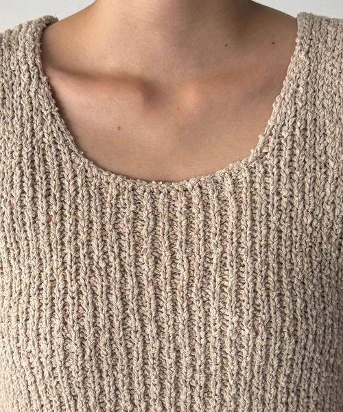 CANAL JEAN（キャナルジーン）の「El mar　ラウンドネックニットタンク（タンクトップ・レディース・ベージュ/アイボリー/ブラック・ONE SIZE）」の7枚目の写真