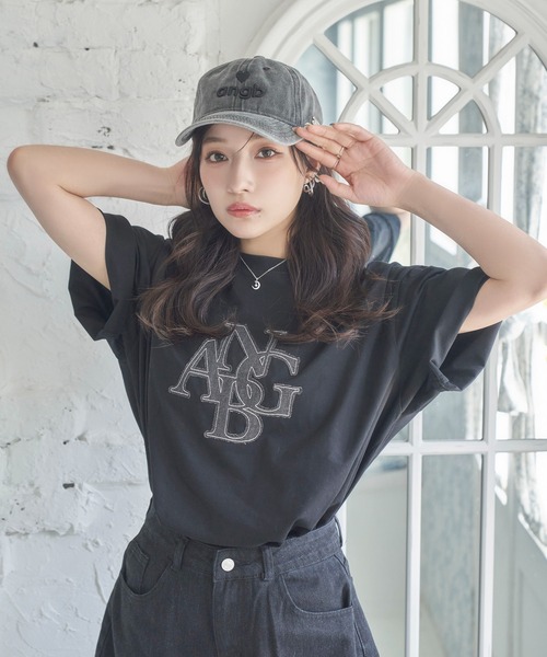 ANDGEEBEE（アンジービー）の「UNISEX デニムパッチTシャツ（Tシャツ/カットソー・レディース・グレー/ブラック・FREE）」の4枚目の写真