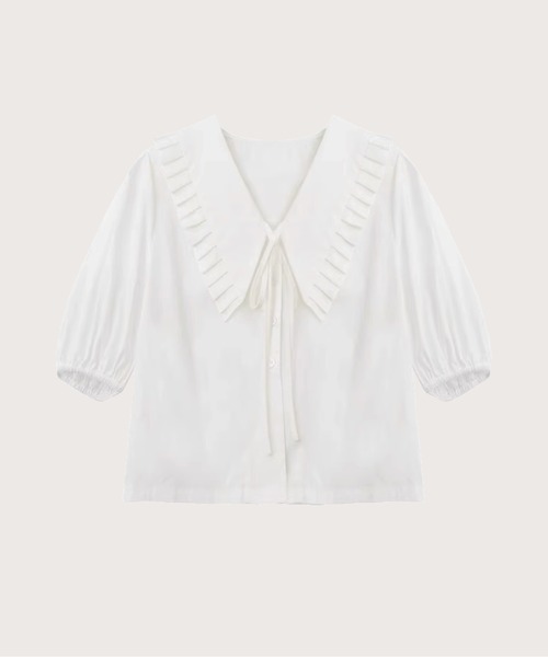 スイートカラー白シャツ Sweet Collar White Shirt（シャツ/ブラウス）｜LA POMME petit（ラポミ・プチ）