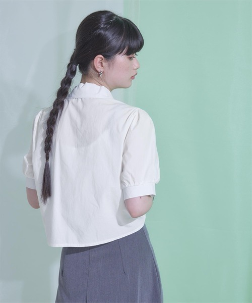 miette（ミエット）の「フロントジップドロスト半袖シャツ（シャツ/ブラウス・レディース・ピンク/オフホワイト/ライトブルー・FREE）」の5枚目の写真