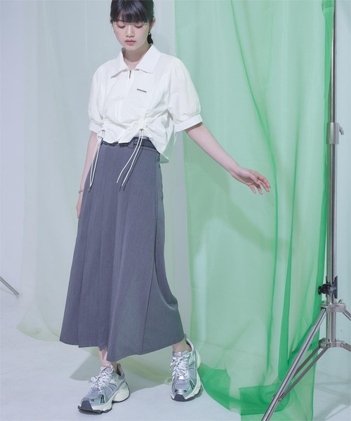 miette（ミエット）の「フロントジップドロスト半袖シャツ（シャツ/ブラウス・レディース・ピンク/オフホワイト/ライトブルー・FREE）」の6枚目の写真