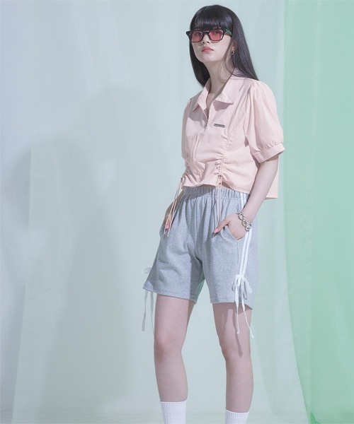 miette（ミエット）の「フロントジップドロスト半袖シャツ（シャツ/ブラウス・レディース・ピンク/オフホワイト/ライトブルー・FREE）」の9枚目の写真