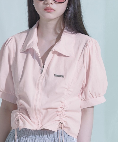 miette（ミエット）の「フロントジップドロスト半袖シャツ（シャツ/ブラウス・レディース・ピンク/オフホワイト/ライトブルー・FREE）」の10枚目の写真